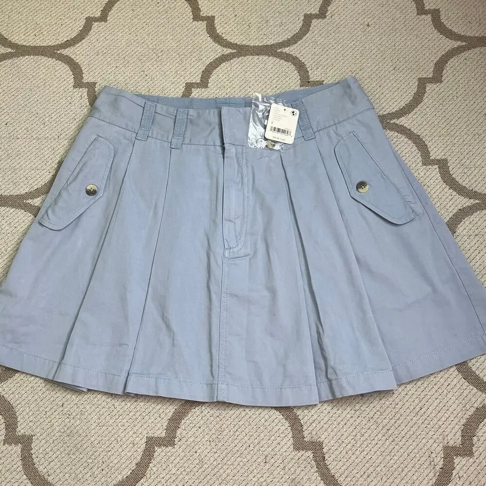 Free People Pleats to Meet You mini skirt light blue accordion pleats, Size 8